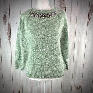 Forever 21 Fuzzy Mint Green Pullover Sweater